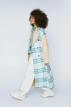 Wool Look Coats Mixed Check Wool Look Maxi Coat