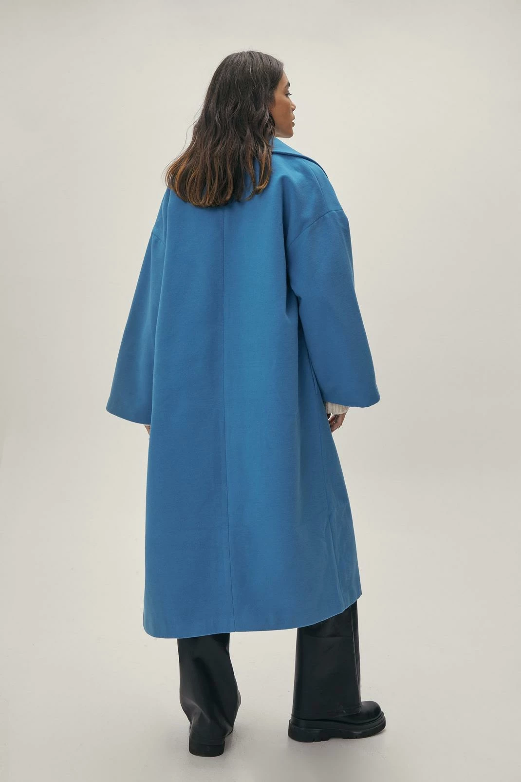Wool Look Coats Wool Look Oversized Long Sleeve Coat - Image 3