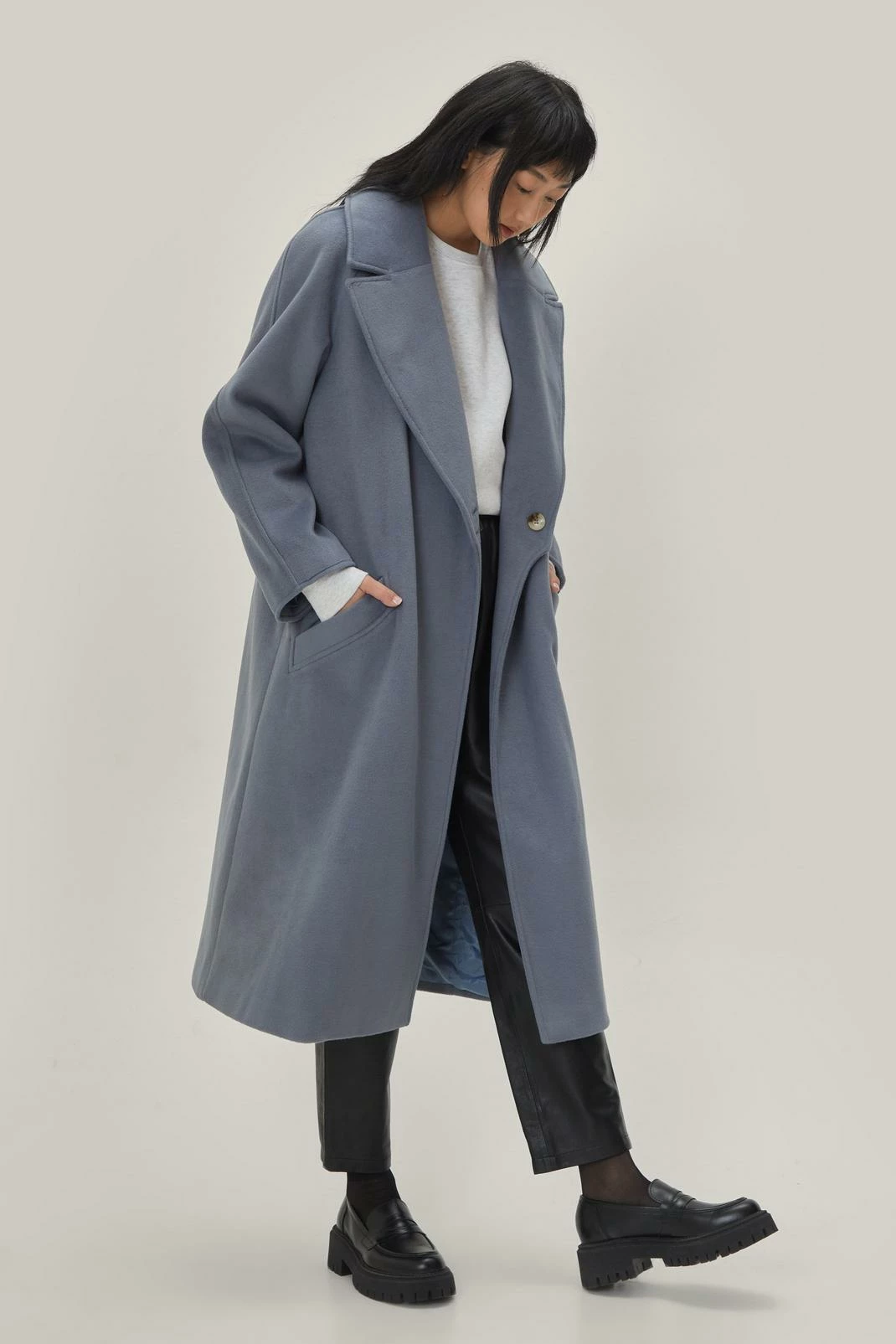 Wool Look Coats Wool Blend Oversized Duster Coat - Image 5
