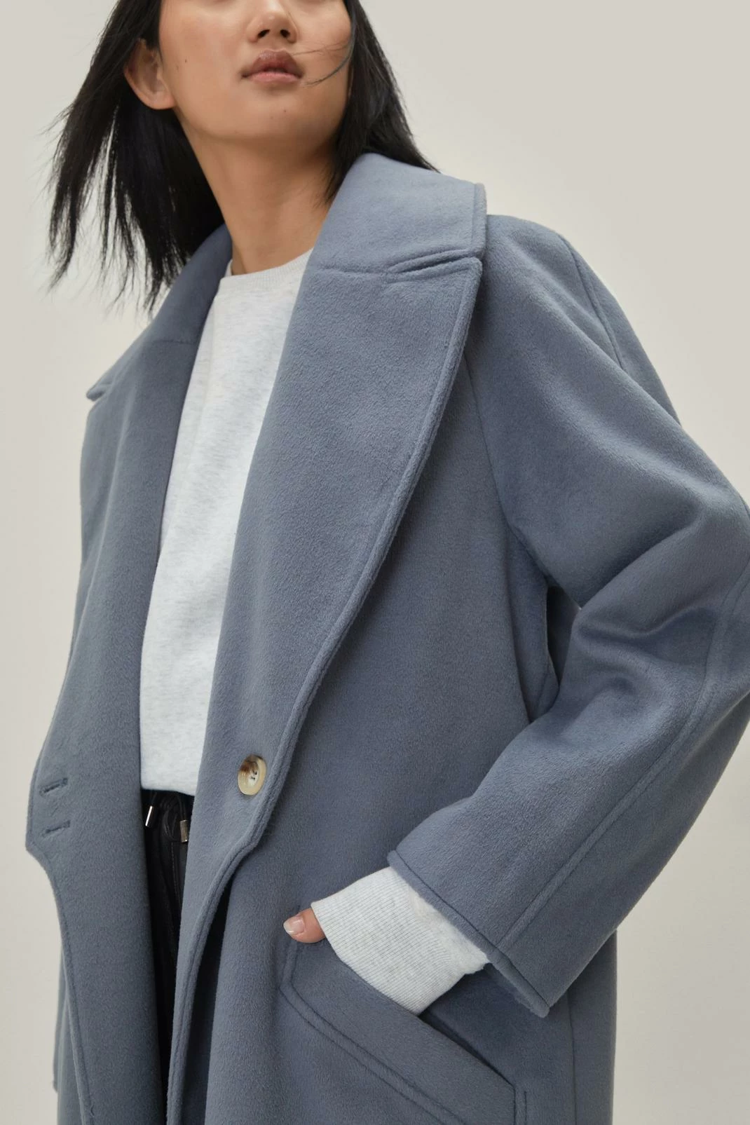 Wool Look Coats Wool Blend Oversized Duster Coat