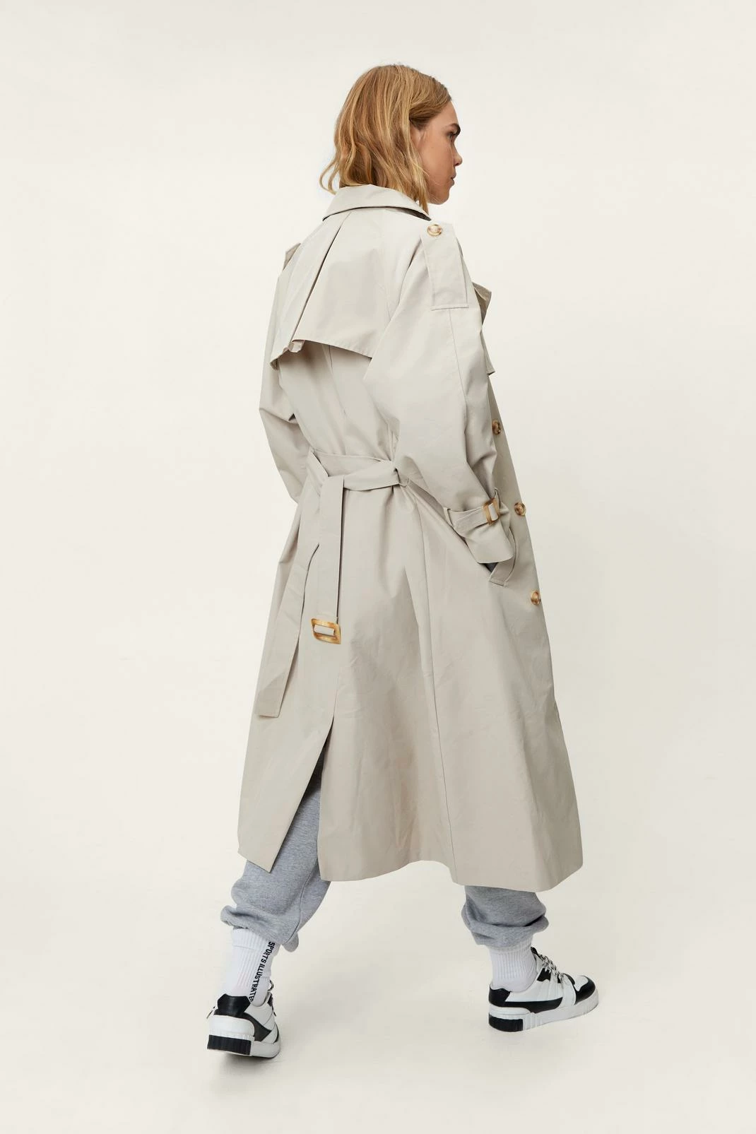 Duster + Trench Coats Longline Double Breasted Trench Coat - Image 3