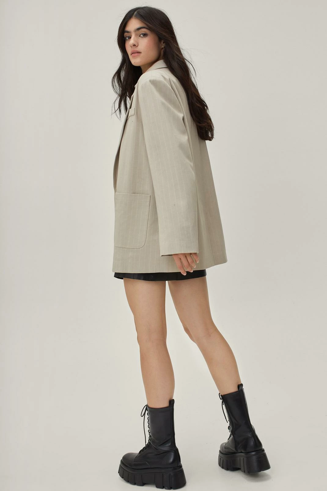 Blazers Striped Wool Look Oversized Blazer - Image 6