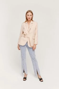 Clothes Tailored Buckle Detail Long Sleeve Blazer