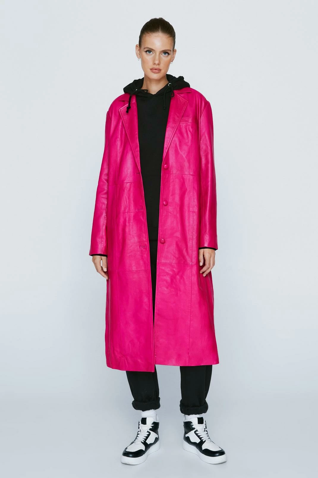 Duster + Trench Coats Real Leather Oversized Duster Coat - Image 10
