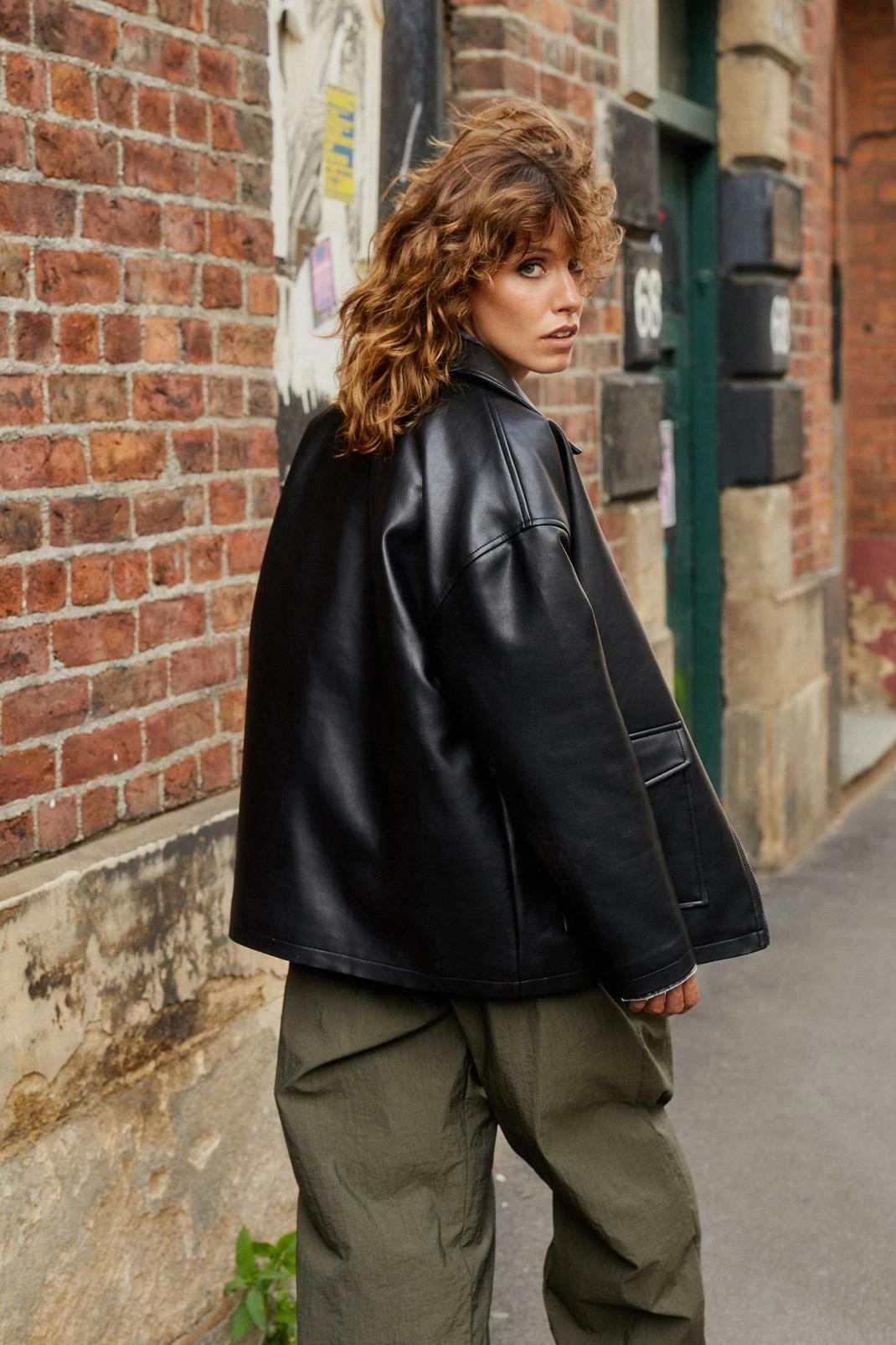 Real & Faux Leather Outfits Faux Leather Oversized Pocket Detail Jacket - Image 6