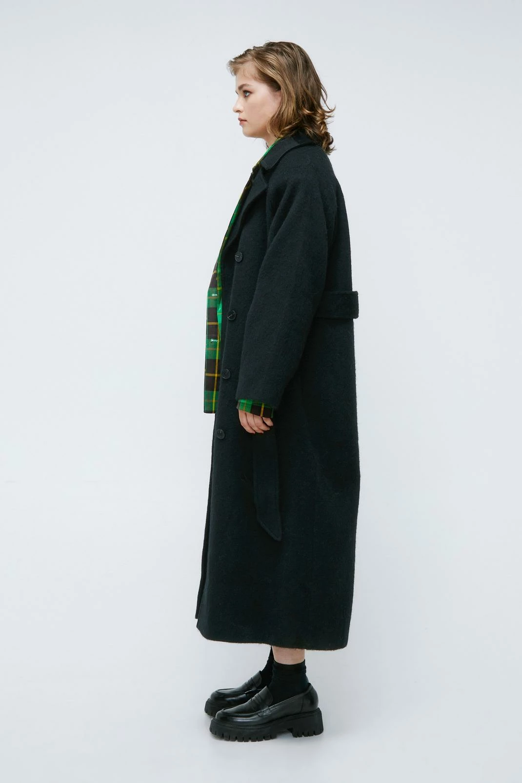 Wool Look Coats Fuzzy Wool Blend Longline Coat - Image 4