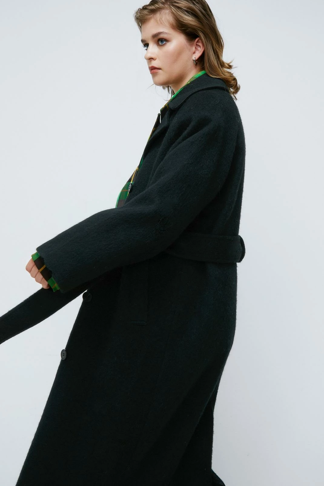 Wool Look Coats Fuzzy Wool Blend Longline Coat - Image 5