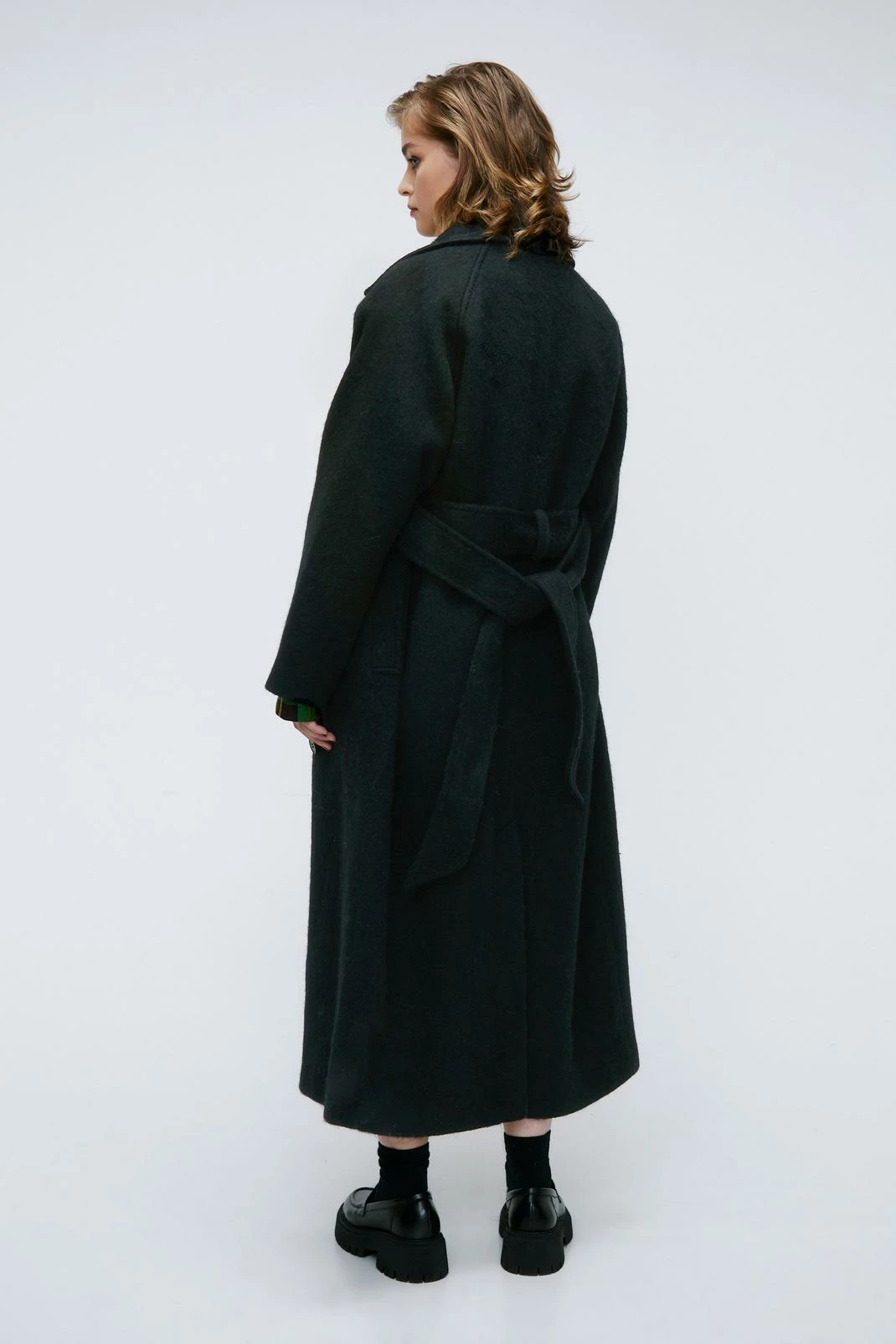 Wool Look Coats Fuzzy Wool Blend Longline Coat - Image 6