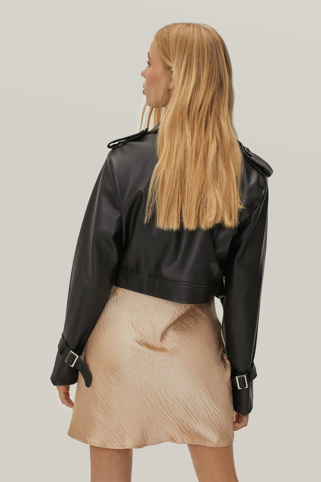 Duster + Trench Coats Petite Belted Faux Leather Cropped Trench Coat - Image 6