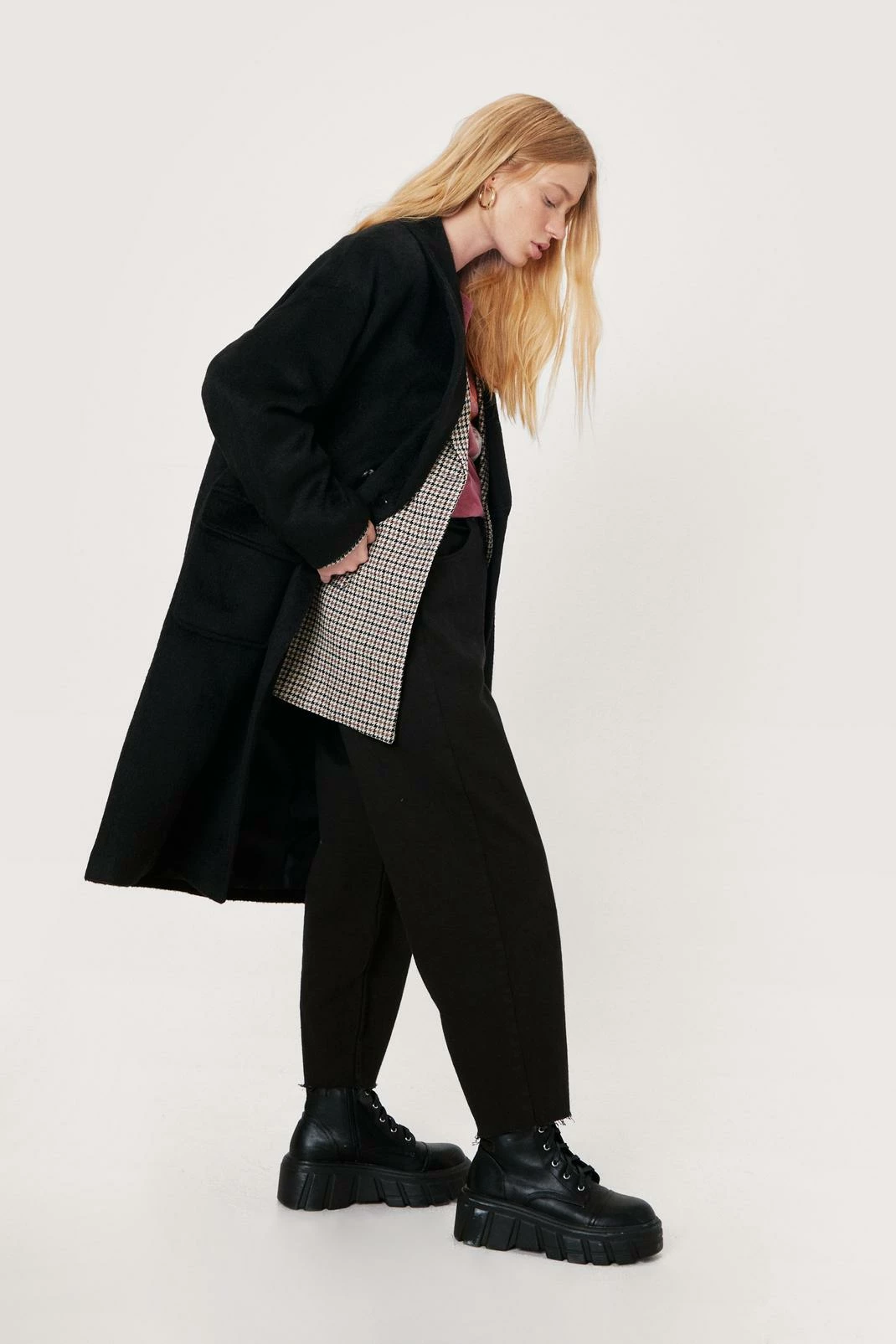 Wool Look Coats Petite Double Breasted Wool Look Coat - Image 2