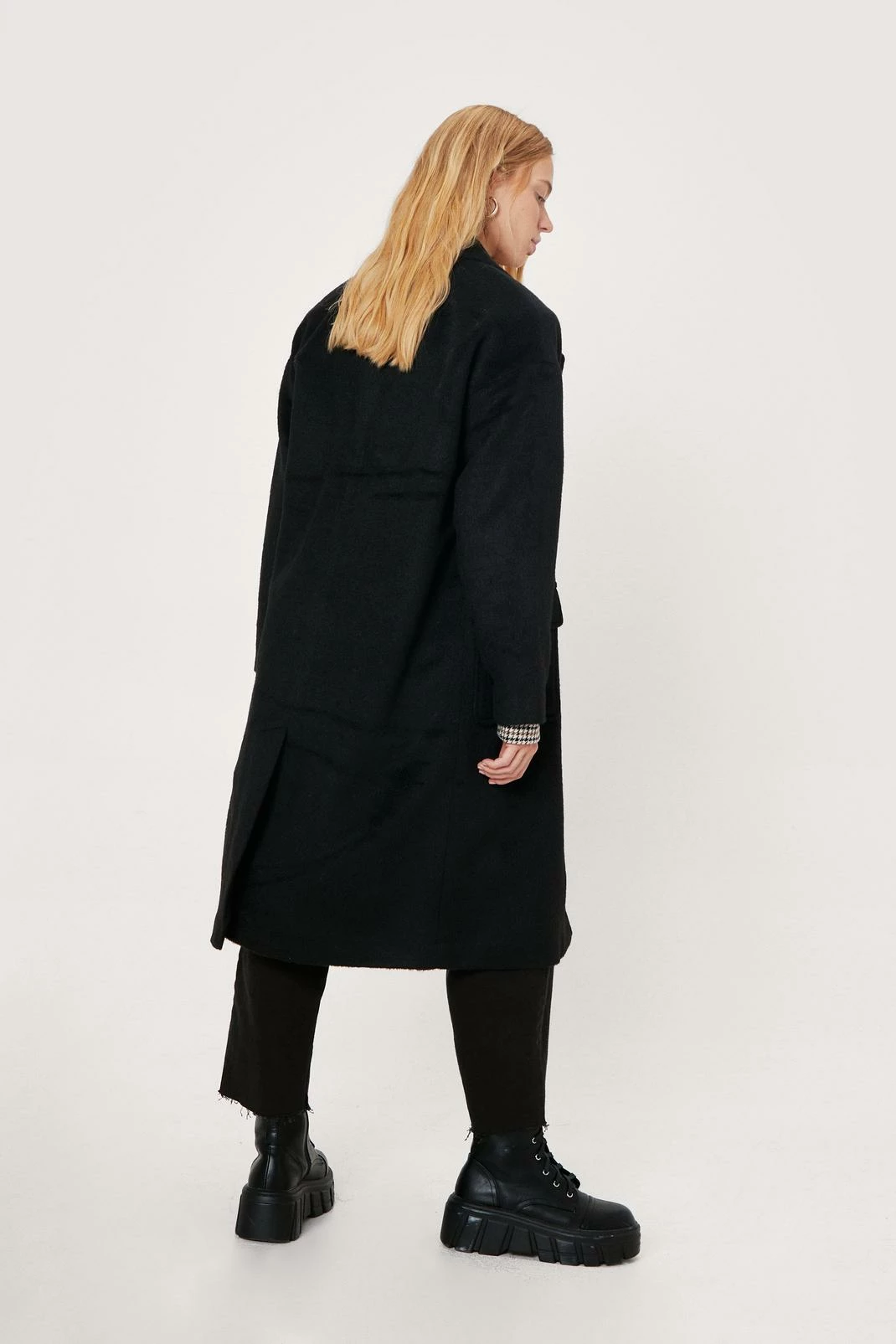 Wool Look Coats Petite Double Breasted Wool Look Coat - Image 3
