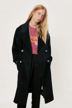Wool Look Coats Petite Double Breasted Wool Look Coat