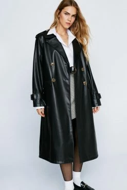 Coats Premium Faux Leather Trench Coat