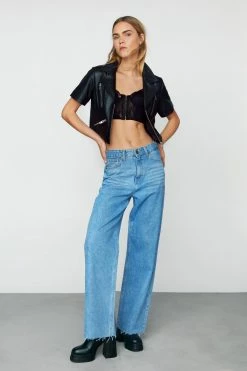 Real Leather Jackets Real Leather Cropped Short Sleeve Jacket