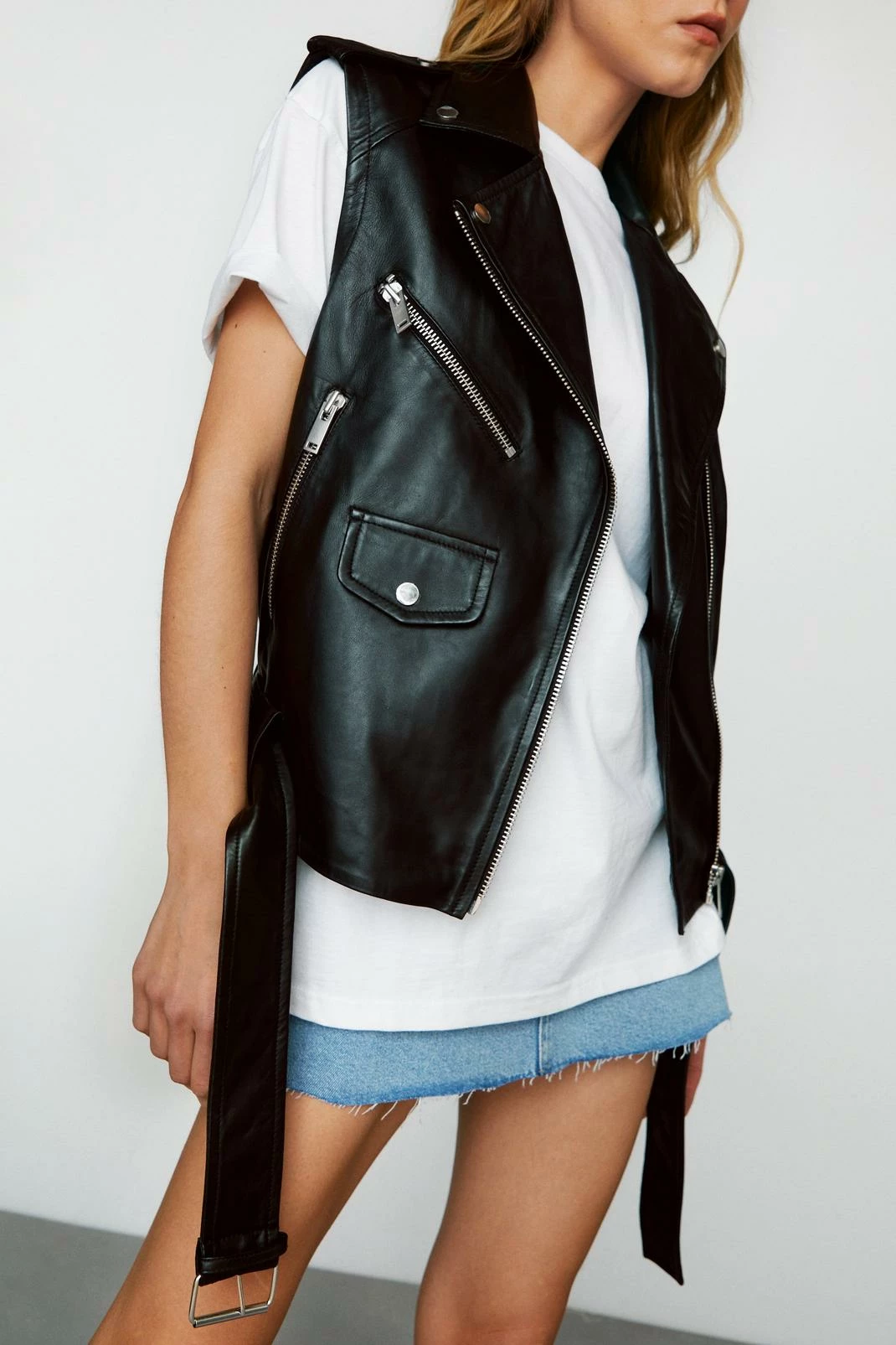 Real Leather Jackets Real Leather Sleeveless Biker Jacket - Image 2