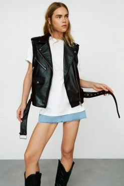 Real Leather Jackets Real Leather Sleeveless Biker Jacket
