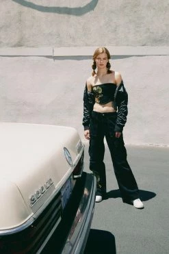 Cropped Jackets Ruched Sleeve Cropped Bomber Jacket