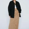 Jackets Ruched Sleeve Oversized Bomber Jacket