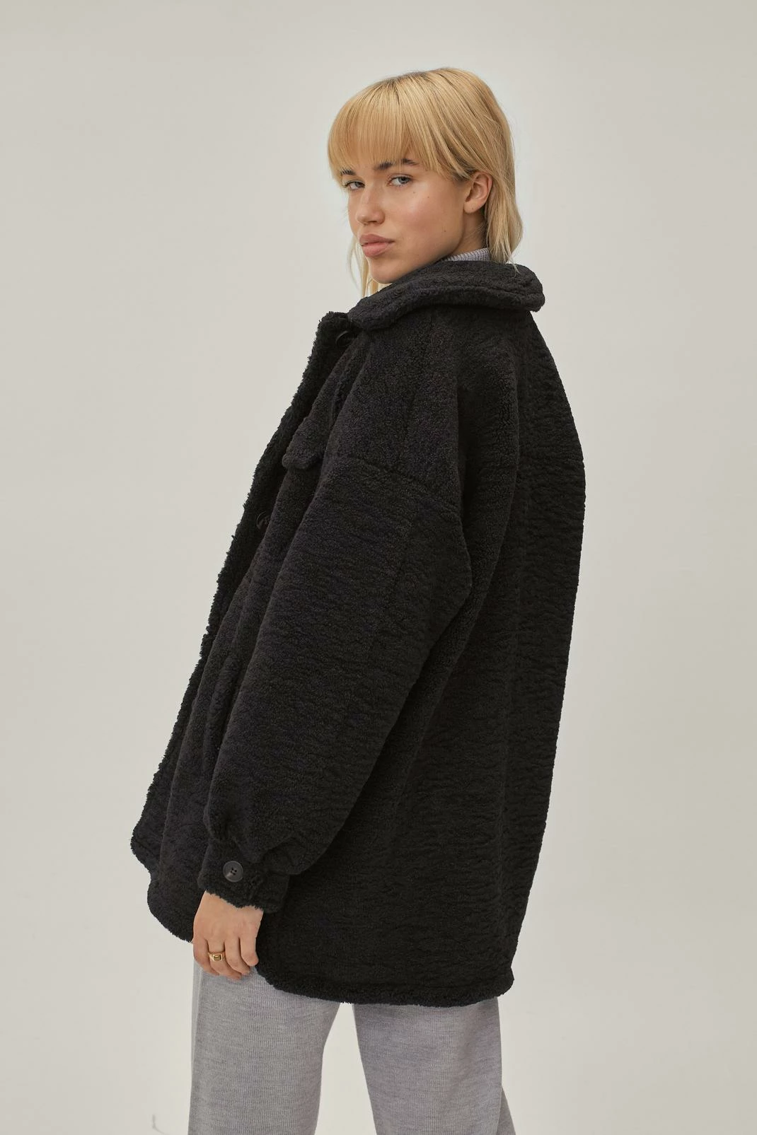 Teddy Coats Teddy Faux Fur Longline Button Down Jacket - Image 9