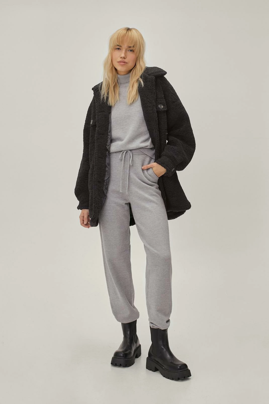 Teddy Coats Teddy Faux Fur Longline Button Down Jacket - Image 7