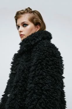 Cropped Jackets Teddy Toggle Detail Jacket