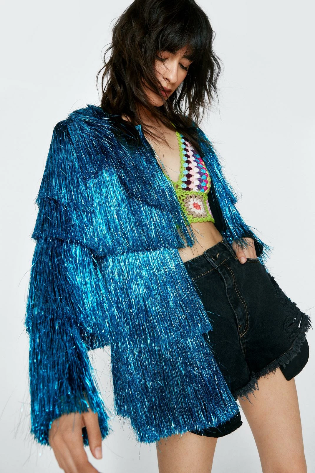 Going Out Jackets Longline Tinsel Fringe Jacket - Image 7