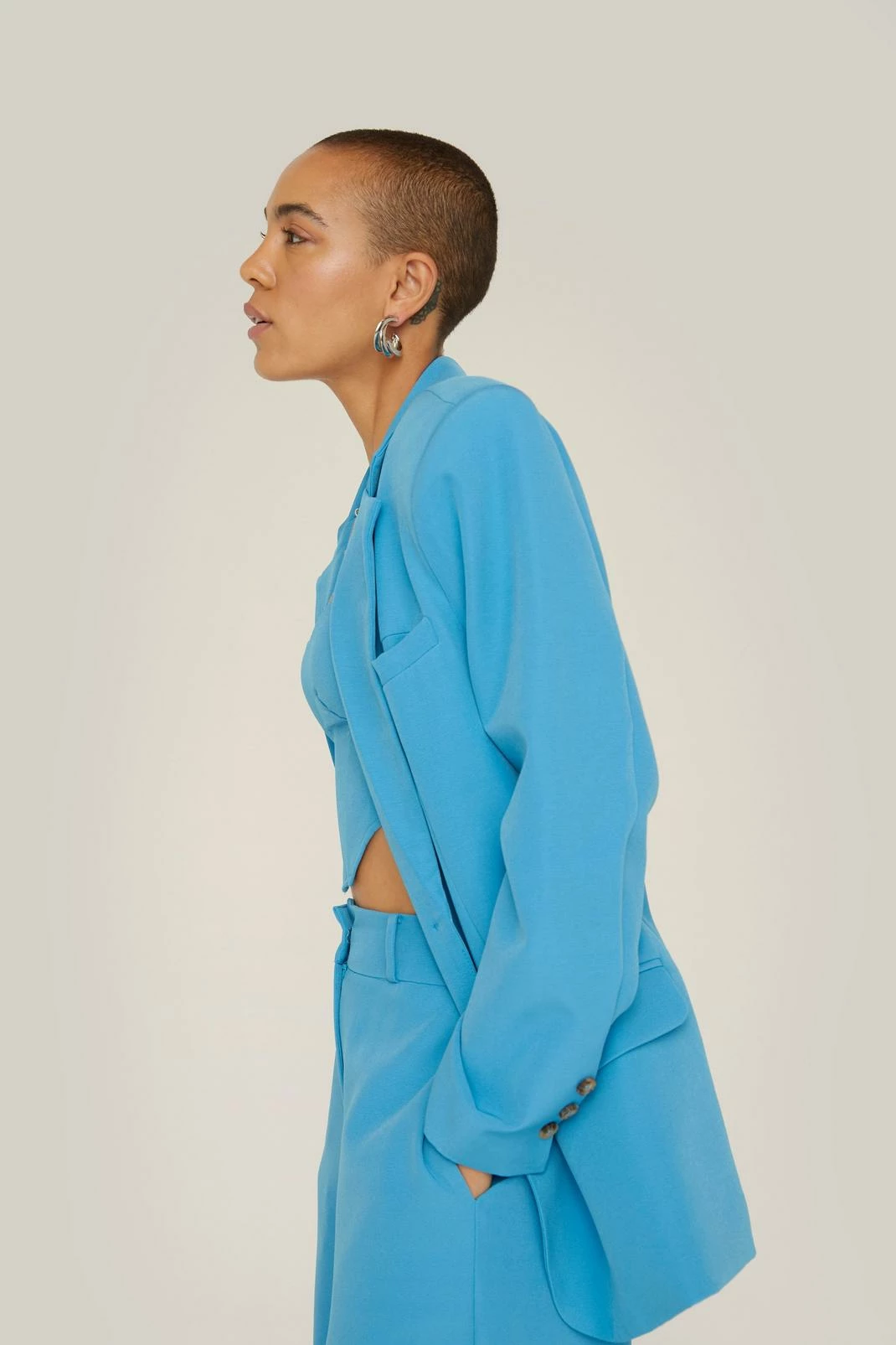 Two Piece Sets Oversized Pocket Suit Blazer - Image 8