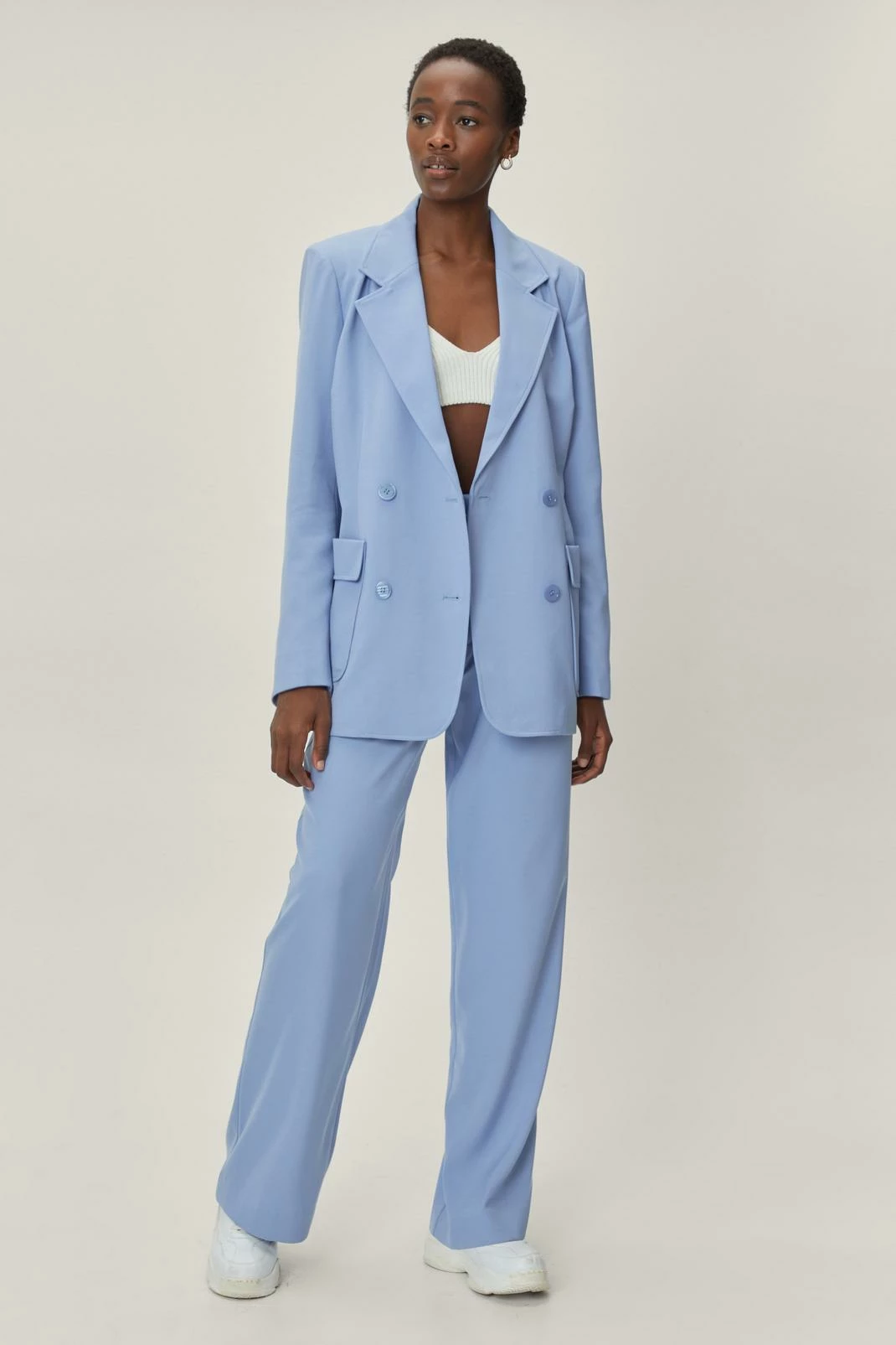 Two Piece Sets Tailored Double Breasted Long Sleeve Blazer - Image 4