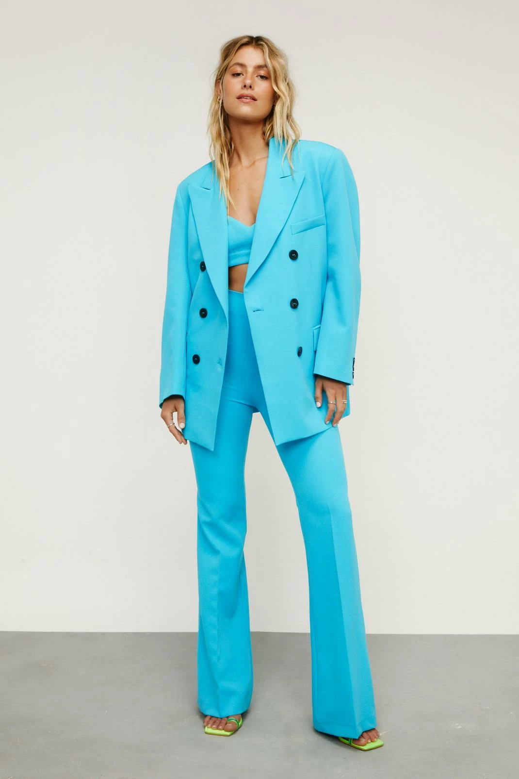 Two Piece Sets Tailored Oversized Double Breasted Blazer - Image 3