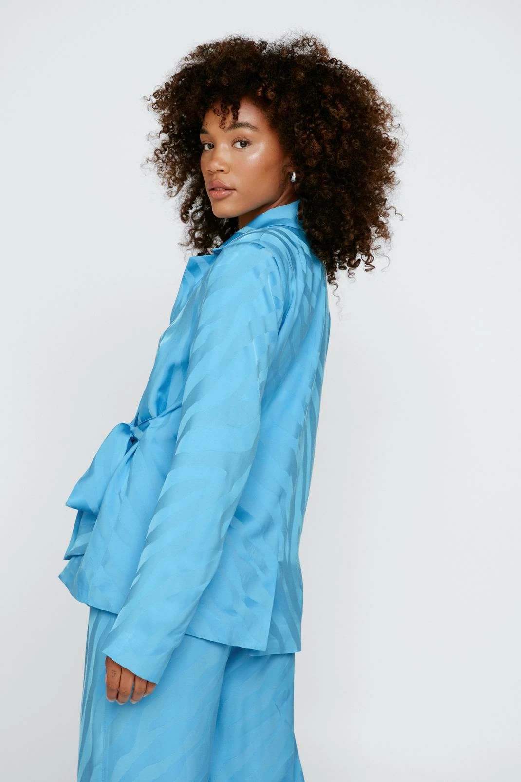 Two Piece Sets Zebra Jacquard Satin Blazer - Image 3