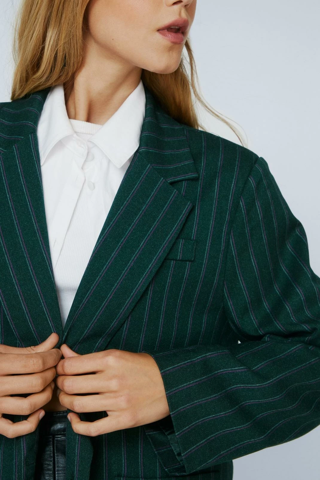 Blazers Striped Wool Look Oversized Blazer - Image 5