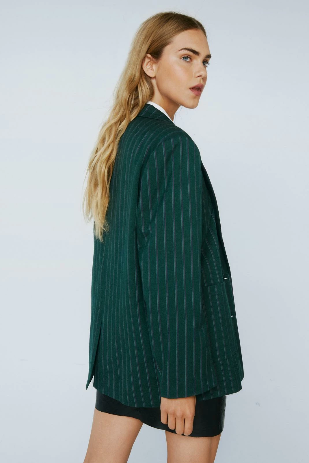 Blazers Striped Wool Look Oversized Blazer - Image 6