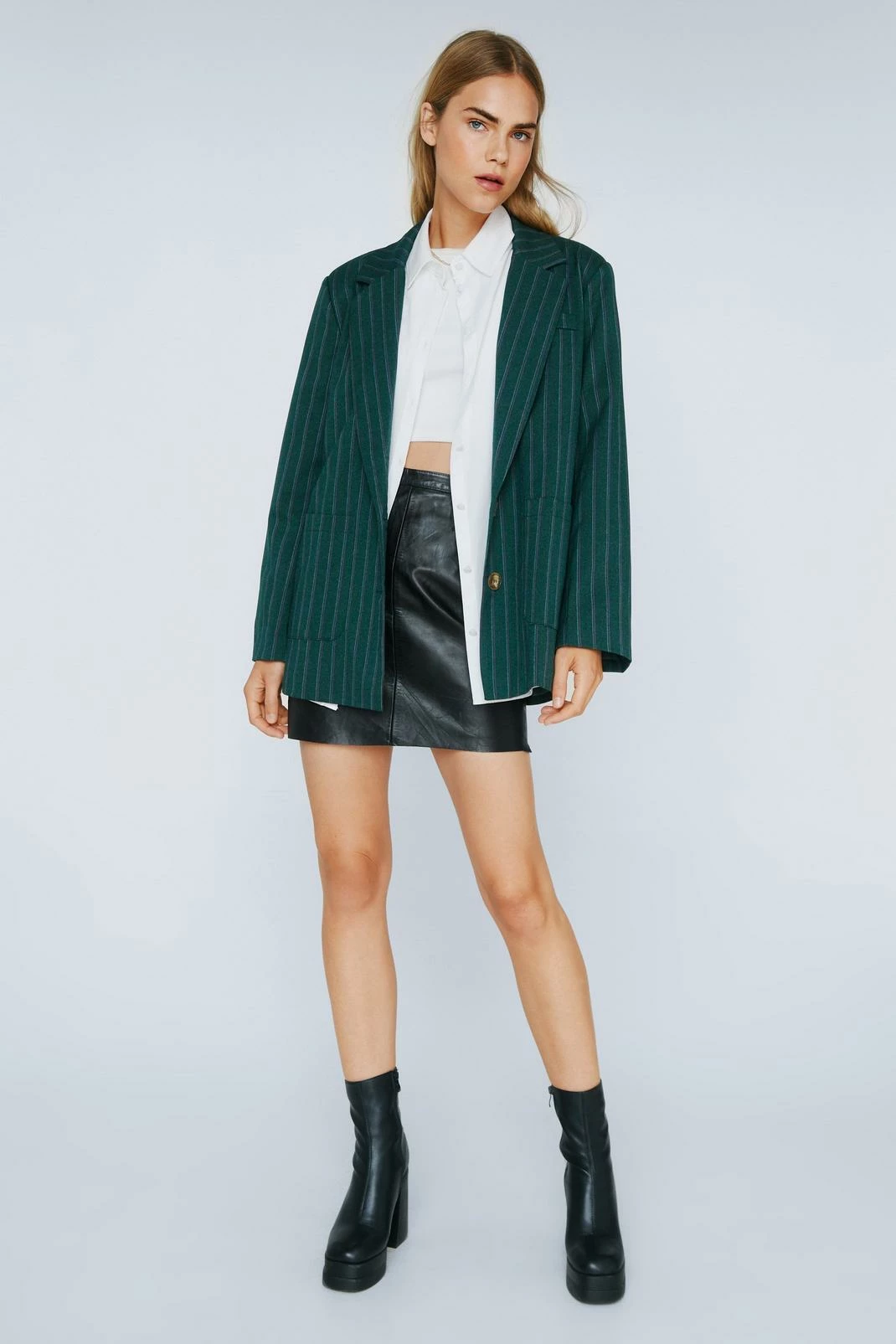 Blazers Striped Wool Look Oversized Blazer - Image 4