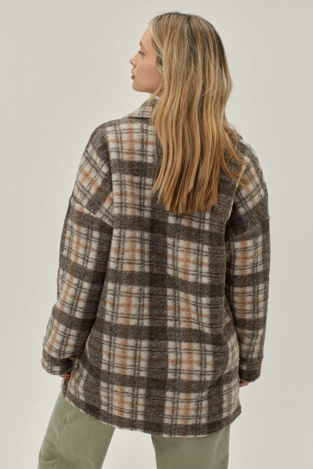 Shackets Brushed Tonal Check Longline Shacket - Image 3