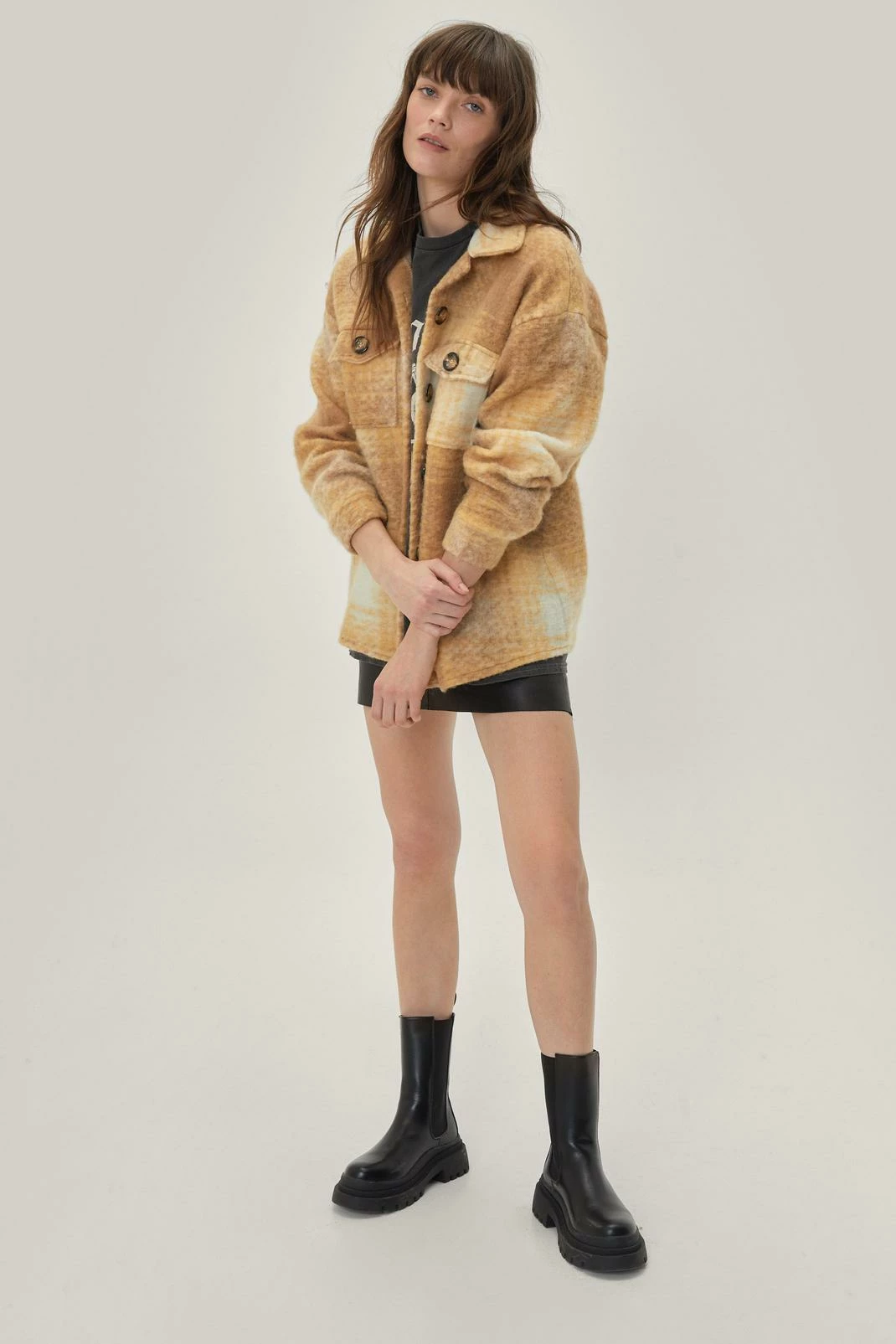 Shackets Check Print Brushed Wool Shacket - Image 2