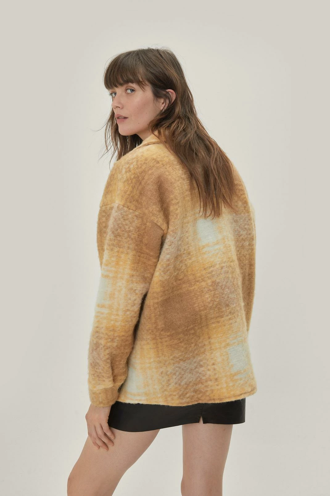 Shackets Check Print Brushed Wool Shacket - Image 3