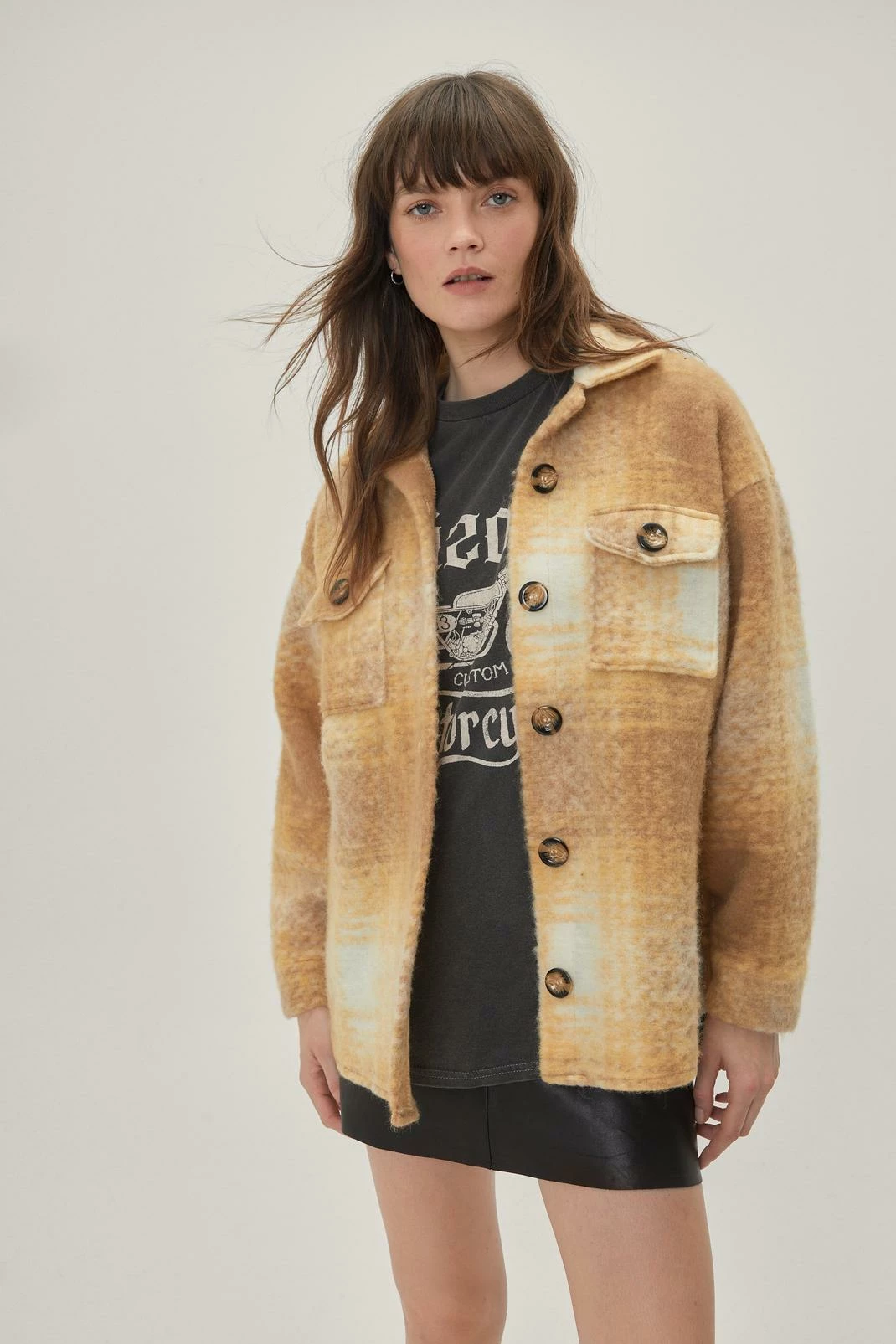 Shackets Check Print Brushed Wool Shacket - Image 4