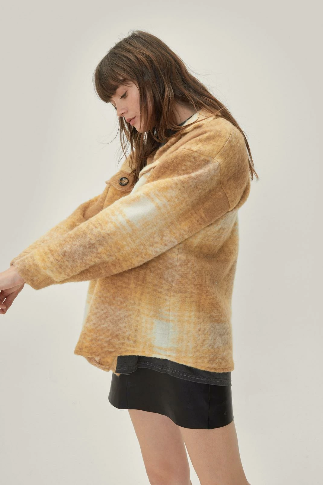 Shackets Check Print Brushed Wool Shacket