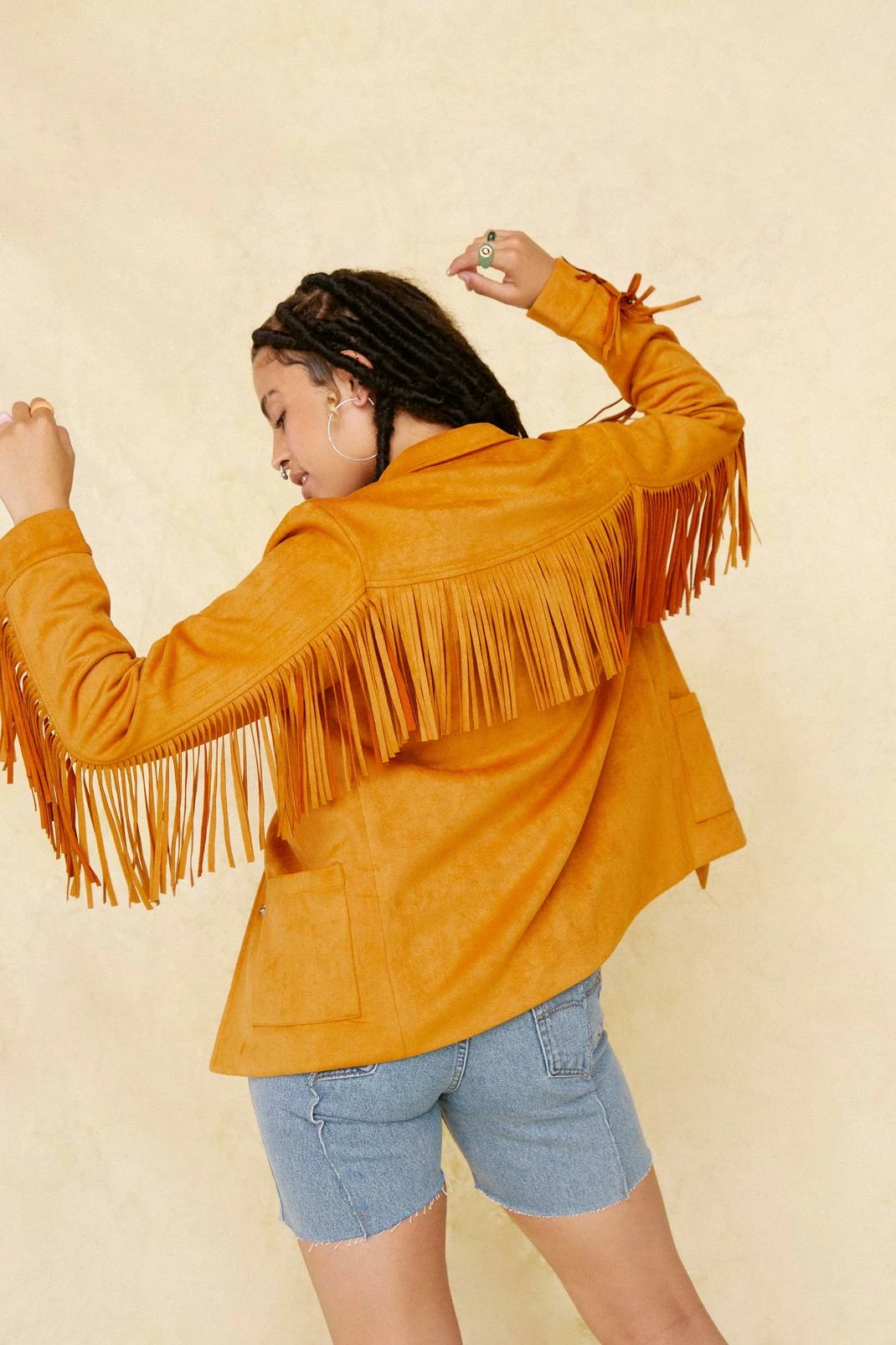 Going Out Jackets Faux Suede Oversized Fringe Jacket - Image 7