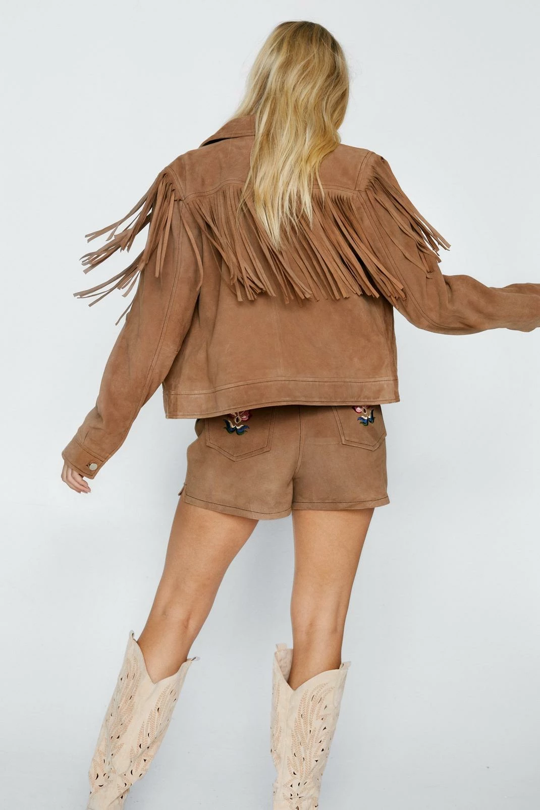 Going Out Jackets Suede Fringed Embroidered Jacket - Image 3