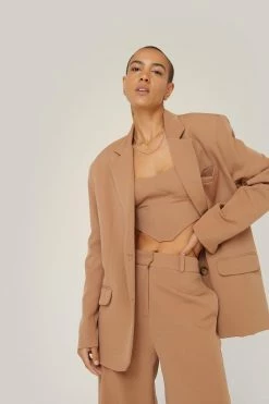Two Piece Sets Oversized Pocket Suit Blazer