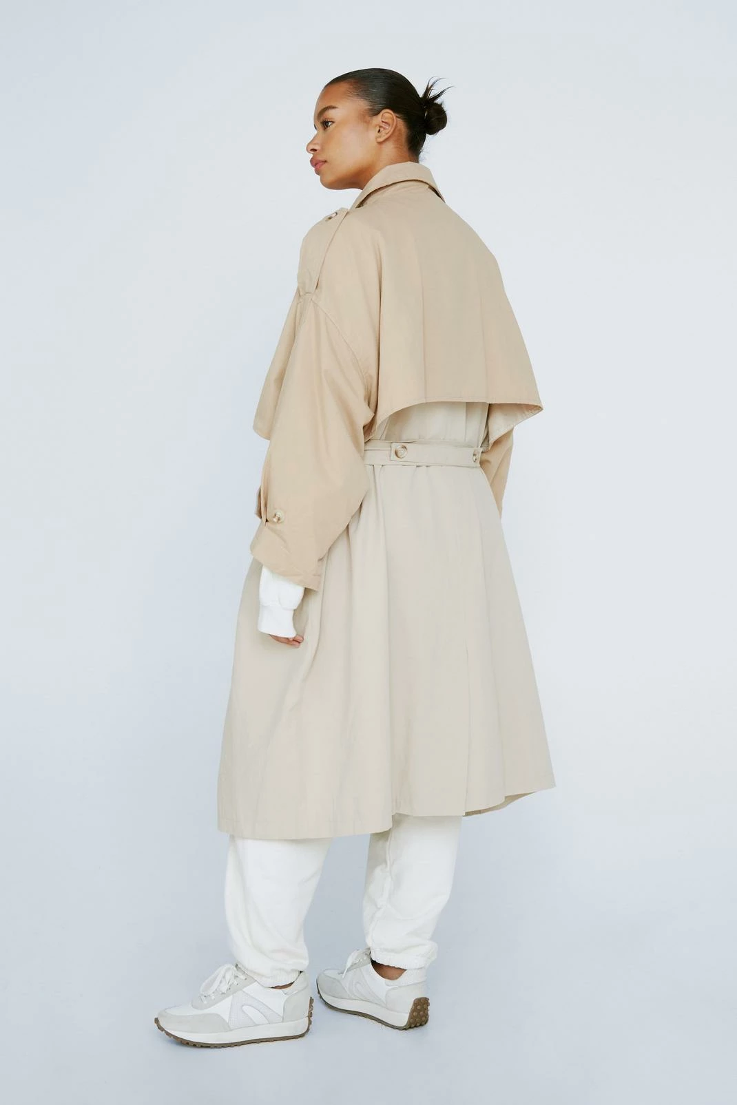 Duster + Trench Coats Plus Size Two Tone Oversized Trench Coat - Image 3