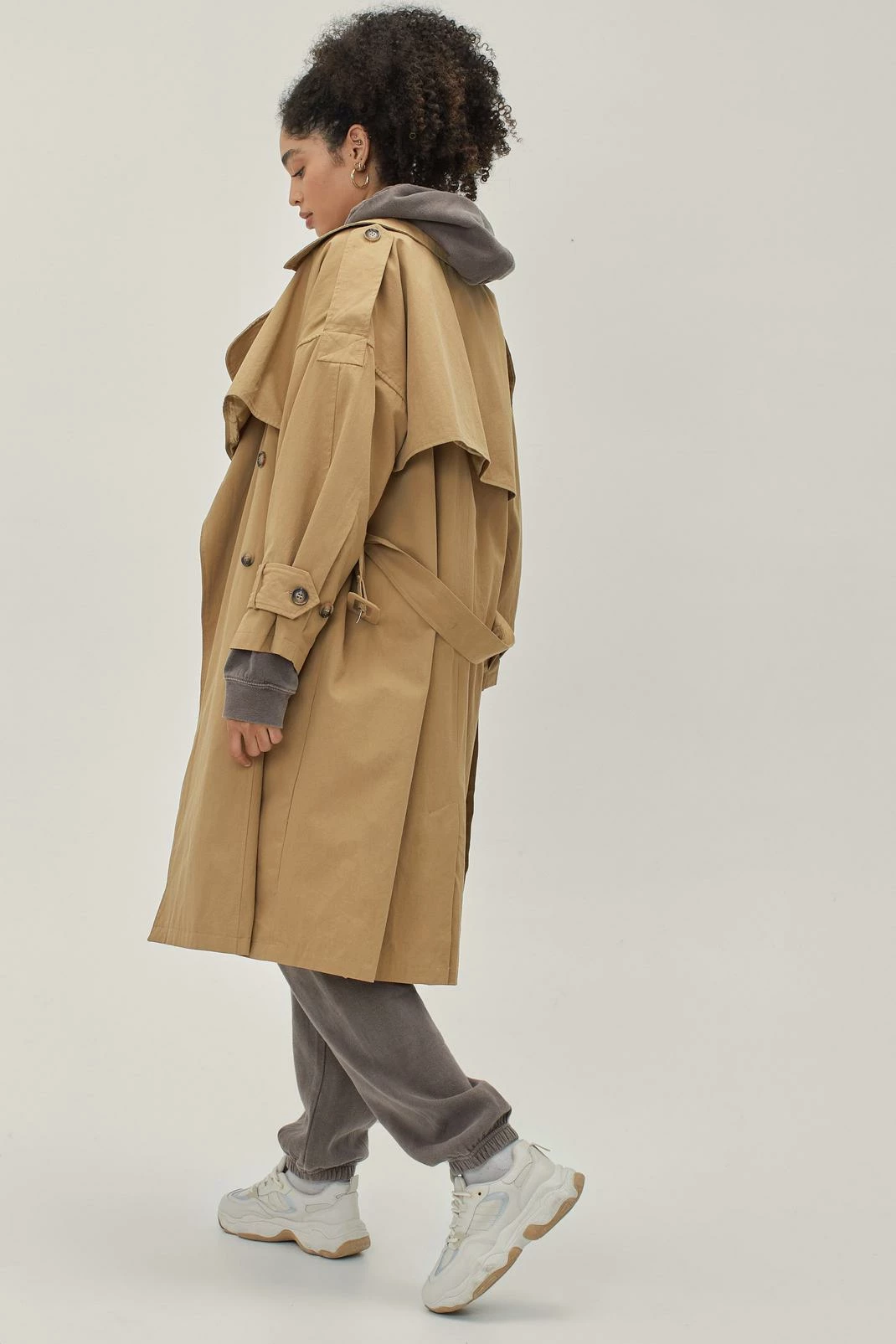 Duster + Trench Coats Twill Oversized Trench Coat - Image 2