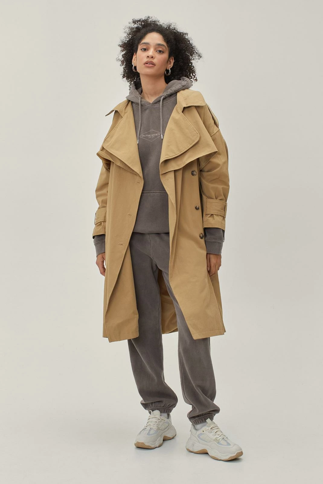 Duster + Trench Coats Twill Oversized Trench Coat - Image 7
