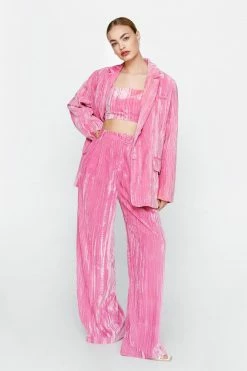 Party Outfits Crinkle Velvet Oversized Blazer