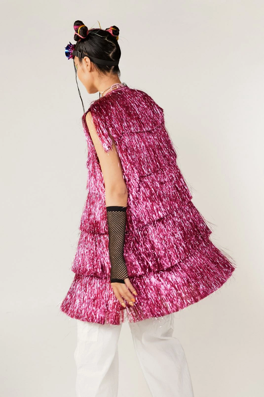 Going Out Jackets Longline Sleeveless Tinsel Jacket - Image 3