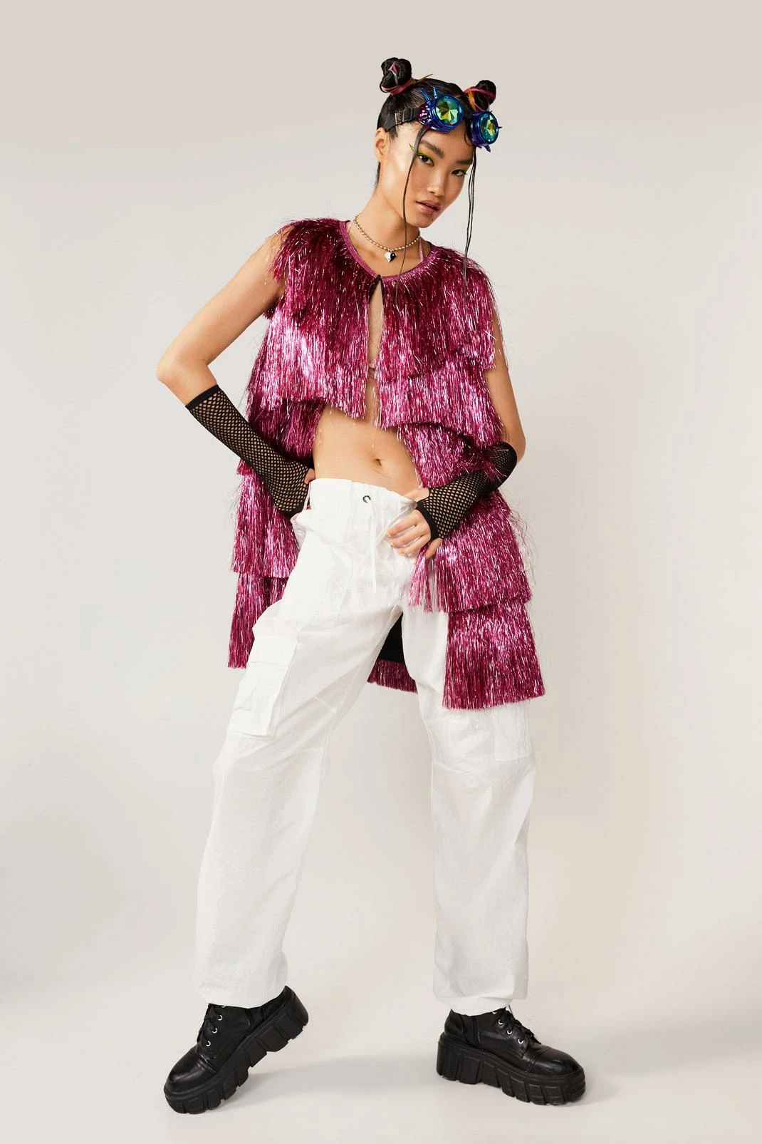 Going Out Jackets Longline Sleeveless Tinsel Jacket - Image 4