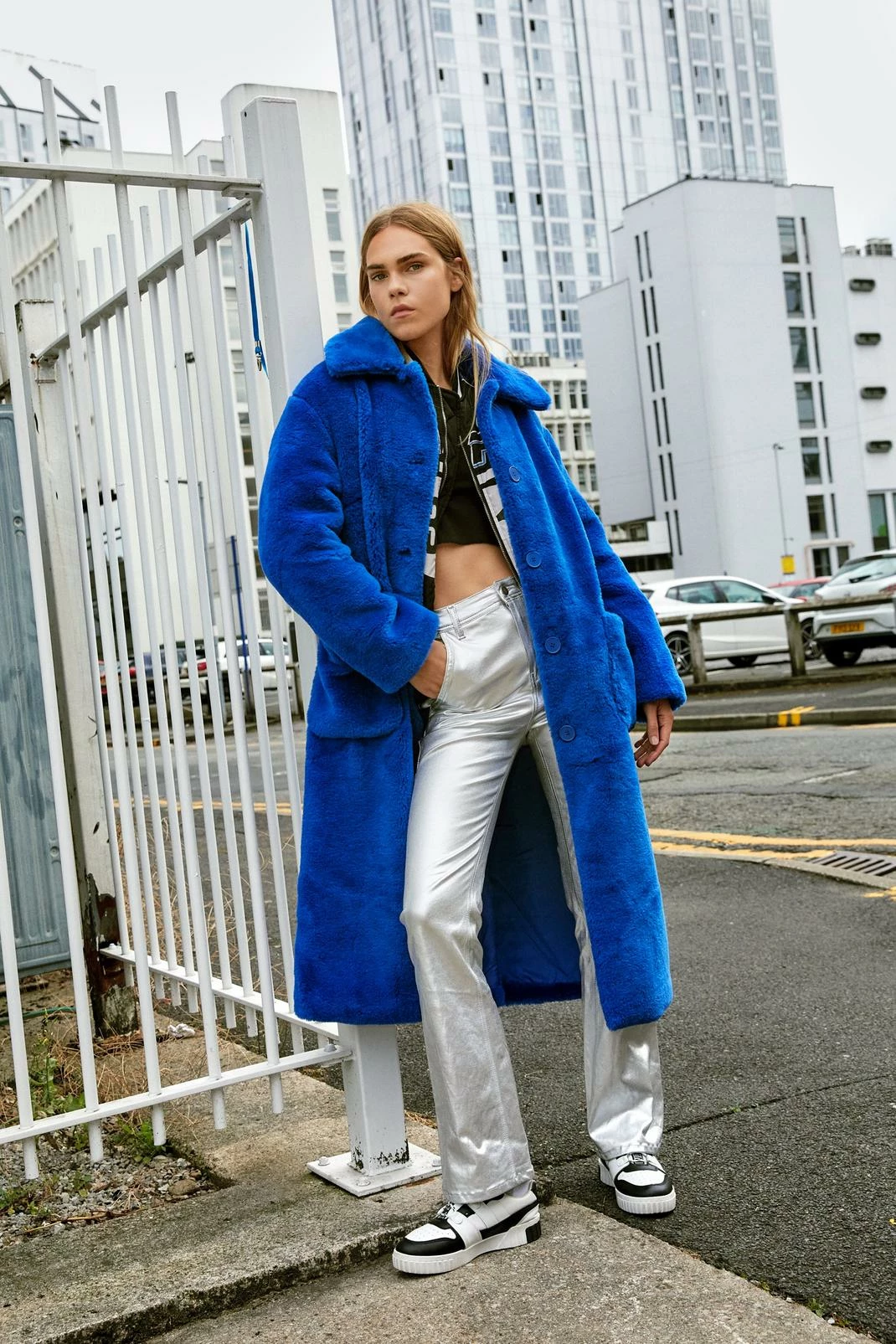 Duster + Trench Coats Premium Faux Fur Belted Longline Coat - Image 7