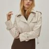 Duster + Trench Coats Petite Belted Faux Leather Cropped Trench Coat