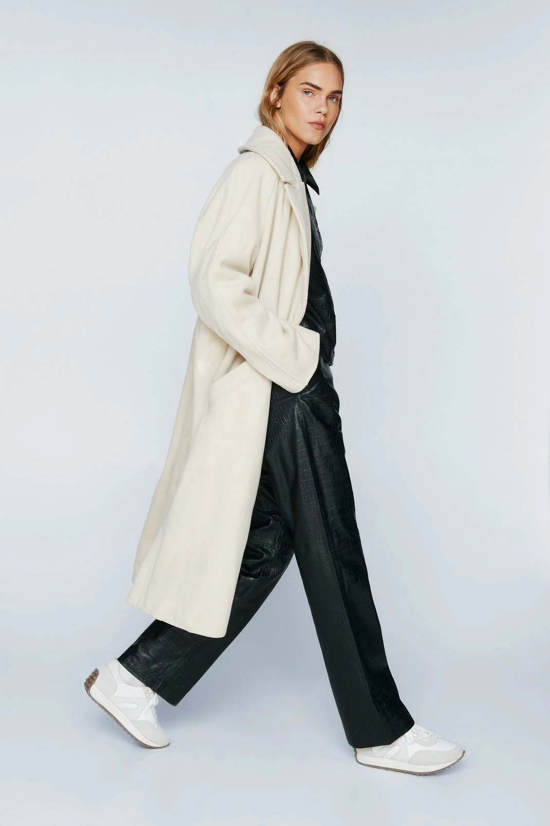 Wool Look Coats Wool Blend Oversized Duster Coat - Image 2